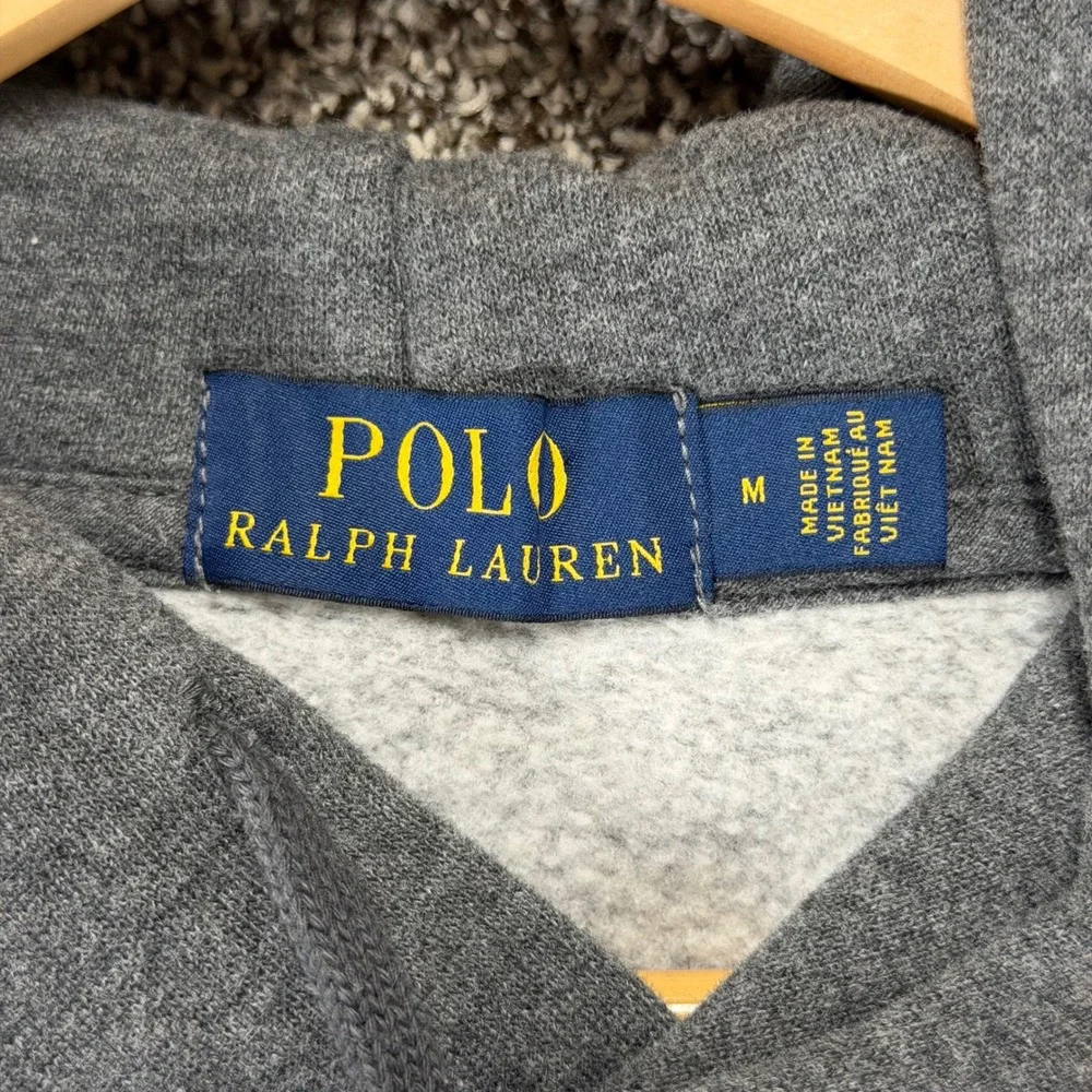 Polo Ralph Lauren Hoodie Mens M Gray Fleece Lined Ski Bear Sweatshirt Pockets
